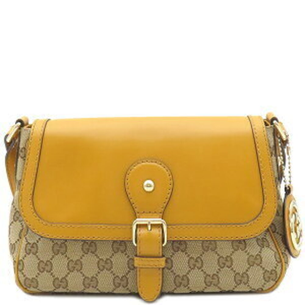 Gucci Sukey Messenger Bag GG Canvas Leather Yellow Beige
